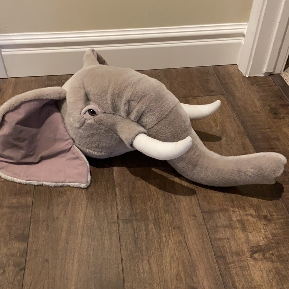Plush Elephant Wall Decor - Gray and White - Picture 3 of 9